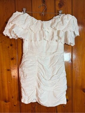 Layered with love size 6 White Off-Shoulder Ruffled Mini Dress